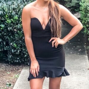 Ruffle mini black dress